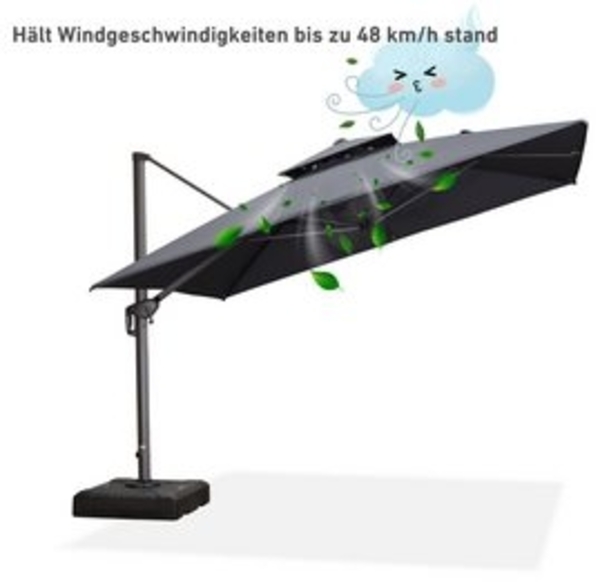 PURPLE LEAF Ampelschirm Außenbereich Alu Doppeldach Sonnenschirm Sonnenschirm, Terrassenschirm, LxB: 300,00x300,00 cm, für Terrasse, Balkon Bild 6