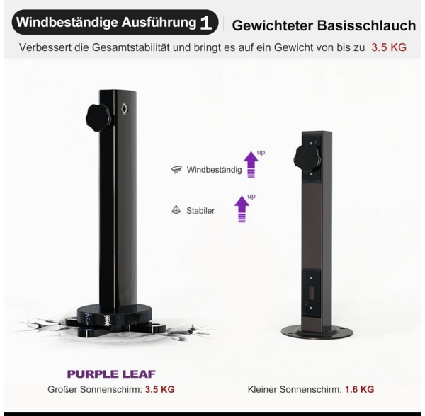PURPLE LEAF Ampelschirm Außenbereich Alu Doppeldach Sonnenschirm Sonnenschirm, Terrassenschirm, LxB: 300,00x300,00 cm, für Terrasse, Balkon Bild 3