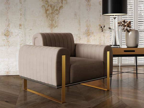 Sessel Designersessel VALERIE in Stoff Elisa Velvet Cappuccino