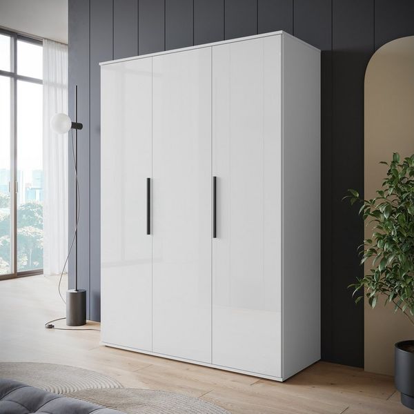 INOSIGN Kleiderschrank LAGOS Wäscheschrank, Garderobe, schwarze Griffe, Made in Europe Moderner Drehtürenschrank, FSC-zertifiziert, melaminbeschichtet