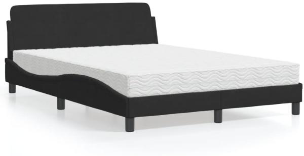 vidaXL Bett mit Matratze Schwarz 140x190 cm Samt 3208393