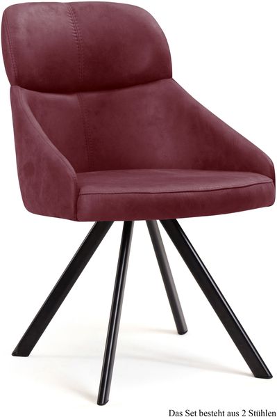 Esszimmerstuhl drehbar (2er-Set) Diann 52x82x63 Schwarz/Marsala