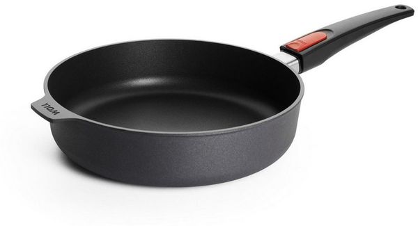 Woll Diamond Lite Hochrandpfanne - Induktiv -, Ø 26 cm, 7 cm hoch, mit abnehmbarem Stiel - Geeignet für alle Herdarten, Aluguss, backofenfest, anthrazit