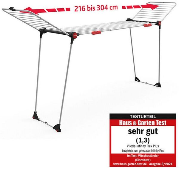 Vileda Wäschetrockner Wäscheständer Wäscheleine Infinity Flex ausziehbar 30m