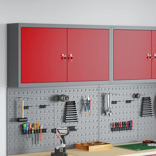 vidaXL Werkzeugschrank mit Regal Rot und Grau 100 x 20 x 55 cm 4103472