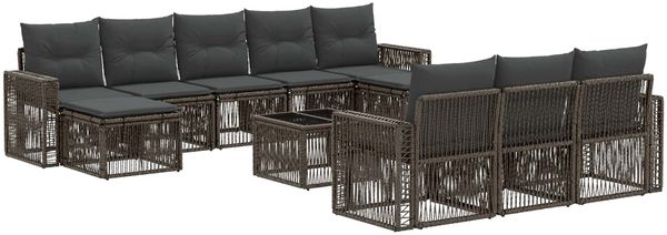 vidaXL Gartensofa-set 11 pcs Grau und Dunkelgrau Poly-Rattan 3435260