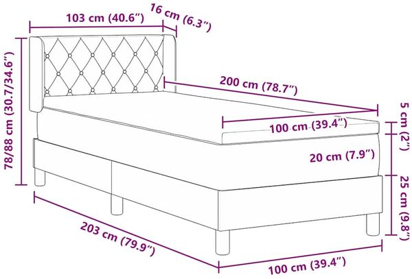 vidaXL Boxspringbett mit Kopfteil Schwarz 200 x 100 cm Samt 3341404 Bild 12