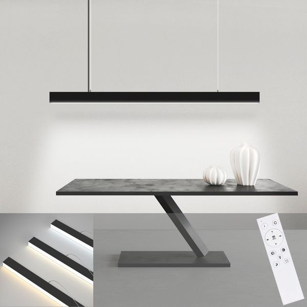 ZMH LED Pendelleuchte Esstisch Hängelampe Dimmbar - 32W Schwarz Esstischlampe Hängend 107CM Höhenverstellbar mit Fernbedienung Hängeleuchte Modern Linear Design für Esszimmer Büro Wohnzimmer