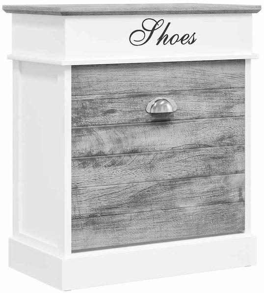Schuhschrank, Schuhkipper für Flur, skandinavisch Grau 50 x 28 x 58 cm Paulownia Holz
