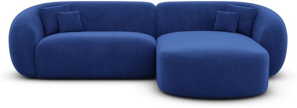 Samtstoff Ecksofa Sorelia L Form Kurz - Samtstoff - dunkelblau - Rechts