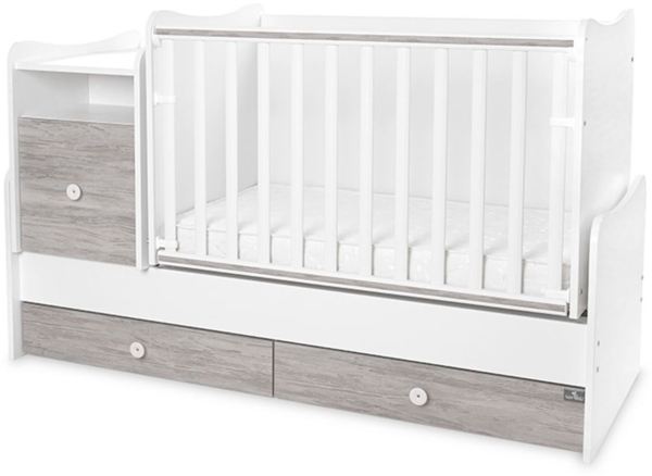 Lorelli Babybett Trend Plus 70x160cm Schreibtisch Kinderbett Schubladen Kommode weiß grau