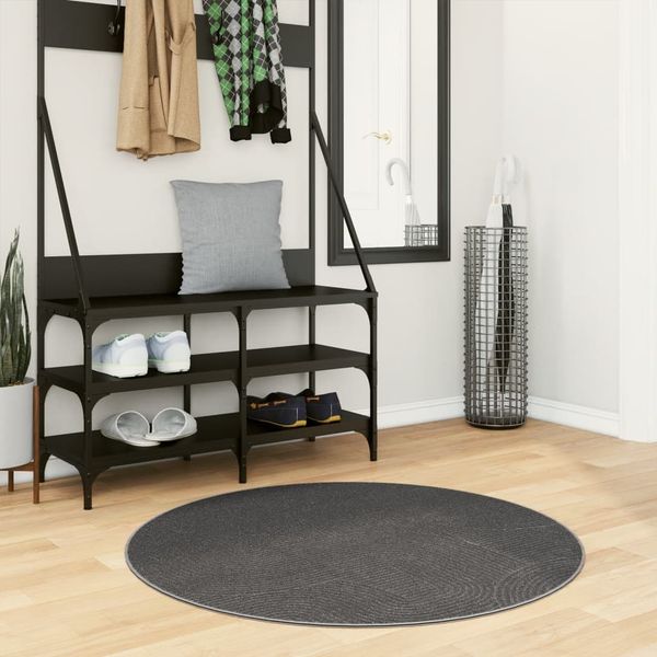 vidaXL Teppich IZA Kurzflor Skandi-Stil Anthrazit Ø 100 cm 375434