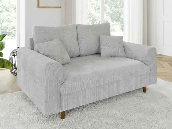 S-Style Möbel 2-Sitzer Sofa Kristian mit Braun Holzfüßen aus Chenille-Stoff, mit Wellenfederung