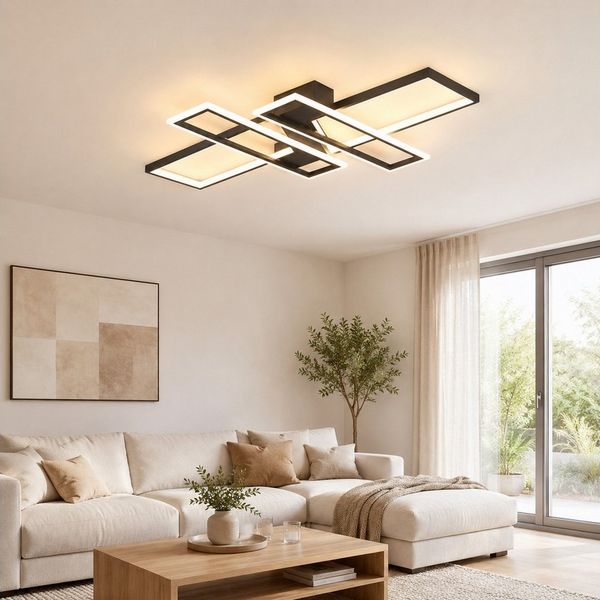 OYLCDI Deckenleuchten LED Deckenlampe 94W Dimmbar mit Fernbedienung 3000-6500k, LED fest integriert Hängeleuchte Wohnzimmer Schlafzimmer Arbeitszimmer, LED fest integriert, Dimmbar Hängeleuchte Aluminium, Kaltweiß, Warmweiß, Neutralweiß, Mit Fernbedien...