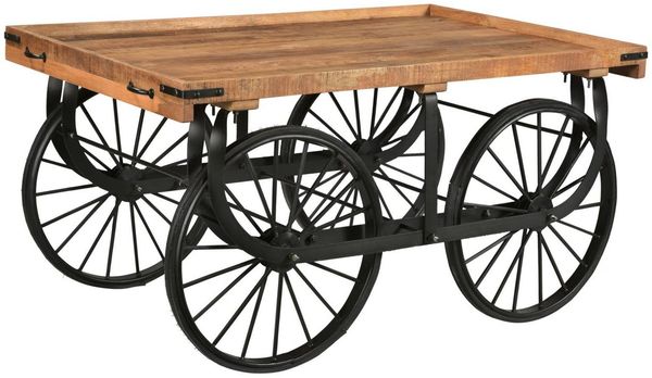 Konsolentisch Marktwagen Indore aus Mangoholz & Metall 150x80x94 cm Präsentationstisch Warentisch Buffet Theke Ladeneinrichtung Hochzeit Deko