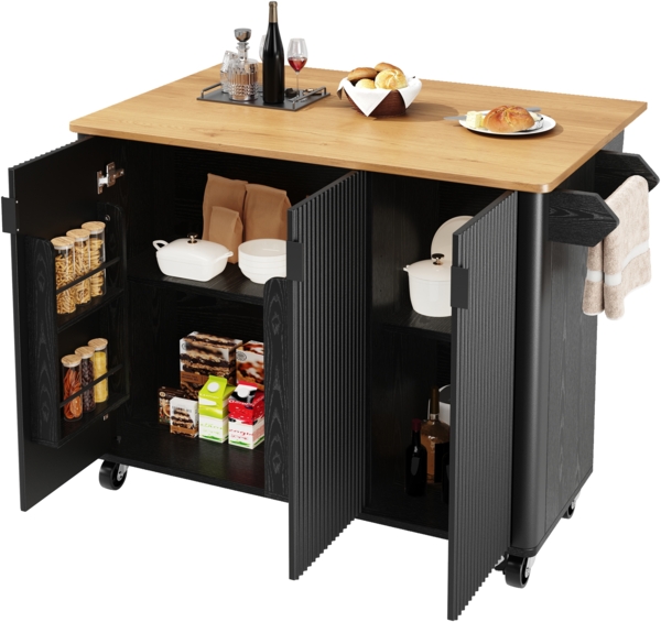 MODFU Küchenwagen Praktische, (Kücheninsel mit Ausziehbarem Desktop, Handtuchhalter & 360° Lenkrollen)