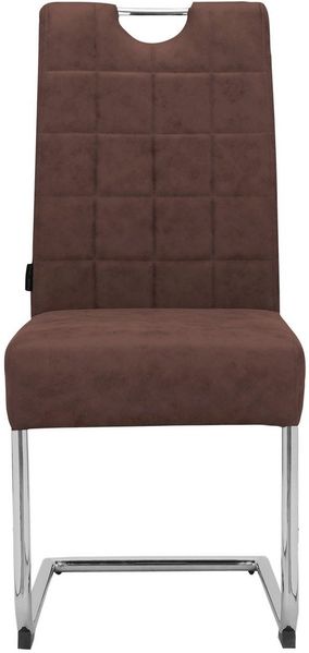 loft24 Esszimmerstuhl Chen (Set, 2 St), Polsterstuhl, Stuhl, Freischwinger, Lederoptik, Chromgestell