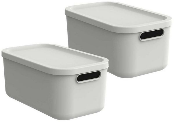 ROTHO Aufbewahrungsbox Albula Light 2er-Set Kiste 12l mit Deckel (Aufbewahrungsboxenset, 2er-Set)