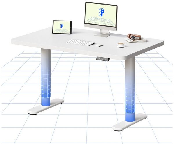 FLEXISPOT Schreibtisch CylineX Höhenverstellbarer Schreibtisch mit runden Tischbeinen (ästhetischer Sitz-Steh-Arbeitsplatz, mit ausgewogenen Proportionen und ruhiger Präsenz), Skulpturale Optik,100×60 cm