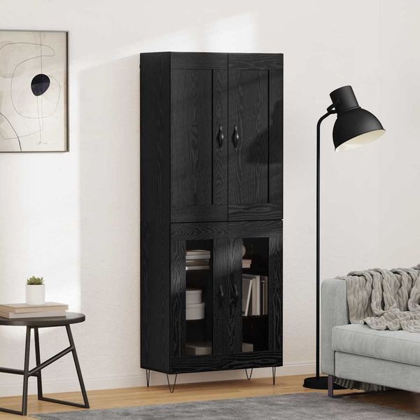 vidaXL Highboard Schwarz Eichen-Optik 69,5 x 34 x 180 cm Holzwerkstoff 3403170