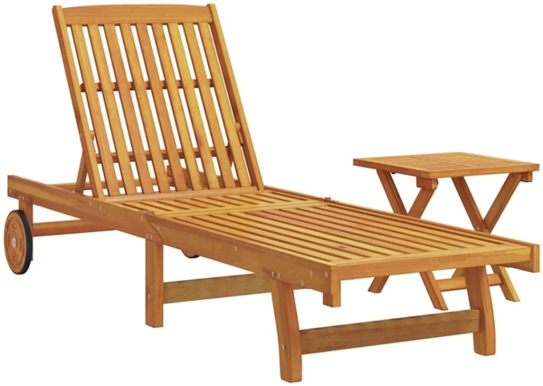 vidaXL Sonnenliege mit Tisch Massivholz Akazie 3325199