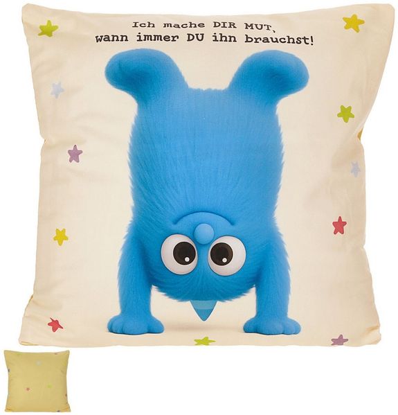 CEPEWA Dekokissen Kissen Mutmacher gelb 40x40cm Baumwolle PES-Füllung180g Reißverschluss