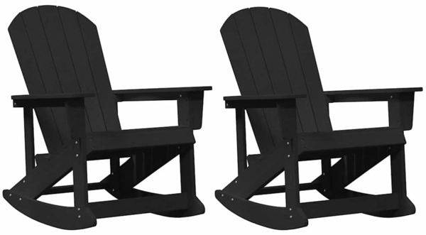 vidaXL Adirondack Schaukelstühle 2 pcs Schwarz HDPE 3335836