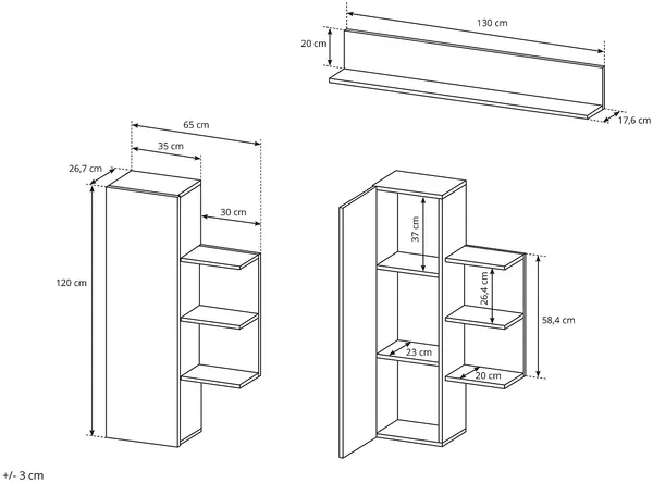 Vente-unique - IDESIA TV unit Holz, Platte GrauBeige - B 40 cm30 cm x H 171,5 cm x L 260 cm Bild 5