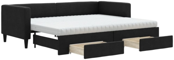 vidaXL Tagesbett Ausziehbar mit Schubladen Schwarz 80x200 cm Stoff 3196629 Bild 11