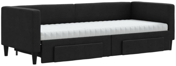 vidaXL Tagesbett Ausziehbar mit Schubladen Schwarz 80x200 cm Stoff 3196629 Bild 7
