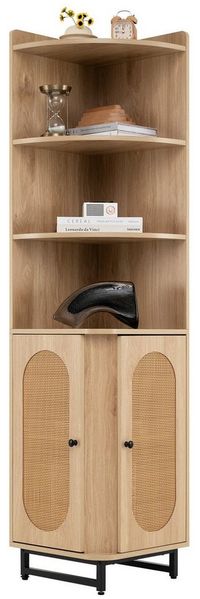 KOMFOTTEU Bücherregal, Eck-Bücherregal mit 4 Ebenen & 2 Türen