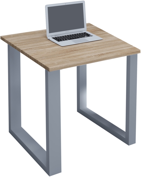 VCM Schreibtisch Lona 914713 Silber / Sonoma-Eiche H. 76 x B. 80 x T. 80 cm