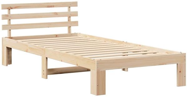 vidaXL Bettrahmen mit Kopfteil Natur 90 x 190 cm Massives Kiefernholz 872632 Bild 4