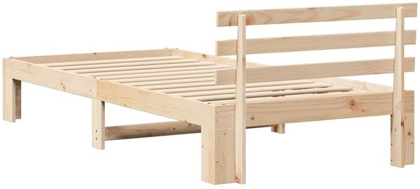 vidaXL Bettrahmen mit Kopfteil Natur 90 x 190 cm Massives Kiefernholz 872632 Bild 7