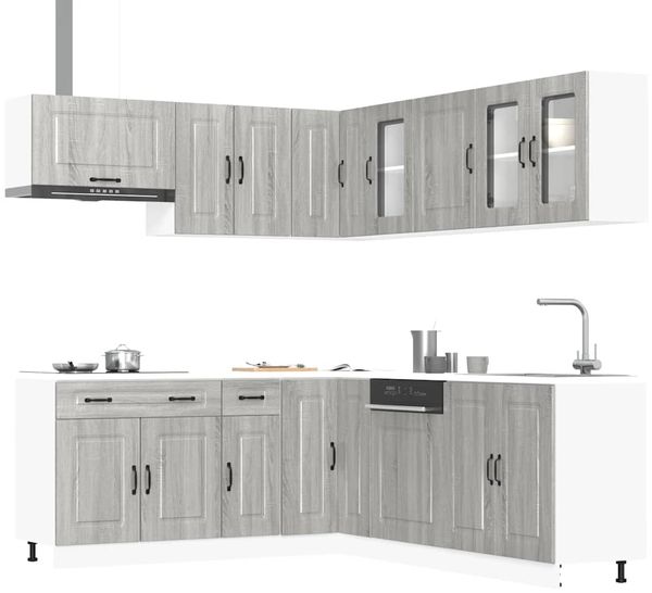 vidaXL 11-tlg. Küchenschrank-Set Kalmar Grau Sonoma Holzwerkstoff 3314917