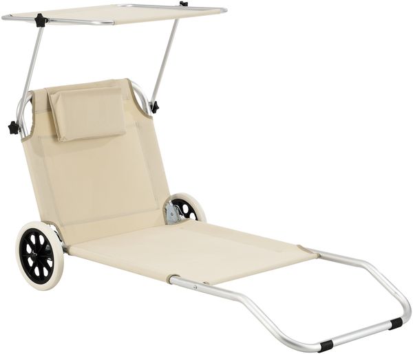 en. casa 'Lazkano' Sonnenliege, mit Rollen, Aluminium/Polyester Beige, 150x62 cm
