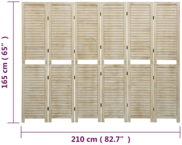 vidaXL 6-tlg. Raumteiler 210x165 cm Massivholz Paulownia 338581 Bild 8