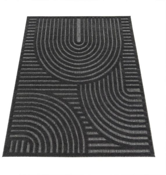 KADIMA DESIGN Teppich Struktur Wohnzimmer schmutzabweisend Teppich Kurzflor, Läufer, Höhe: 14 mm, Florhöhe: 10 mm, 100% Polypropylen, Läufer, 60x100cm, Anthrazit