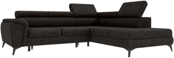 Couch Zento L Form in Samtstoff - Samtstoff - schwarz - Rechts