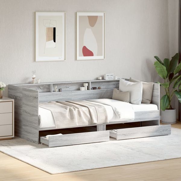 vidaXL Tagesbett mit Schubladen ohne Matratze Grau Sonoma 90x190 cm 3280858