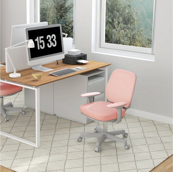 Vinsetto Bürostuhl mit Drehfunktion, höhenverstellbar (ergonomisch Schreibtischstuhl, 1 St), für Home-Office, Polyester, Rosa