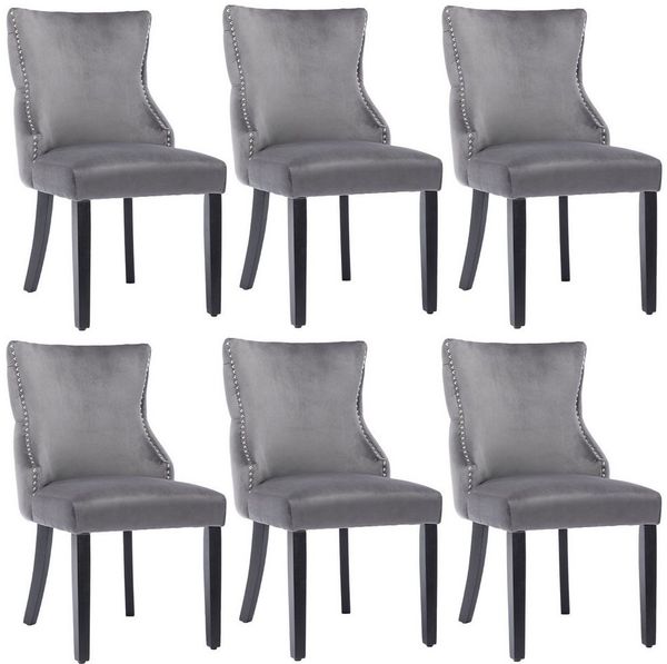 OKWISH Polsterstuhl Esszimmerstuhl Wohnzimmerstuhl Küchenstühle Samt Stuhl Massivholzstuhl (Massivholz,Esszimmerstühle,Set nur Stühle ohne Esstisch,Design-Stuhl, 6 St)