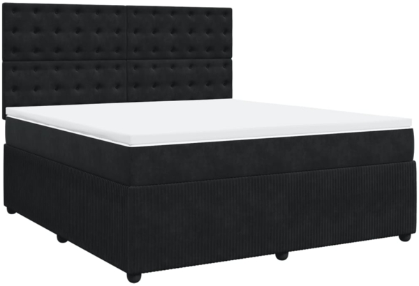 vidaXL Boxspringbett mit Matratze Schwarz 180x200 cm Samt 3292420