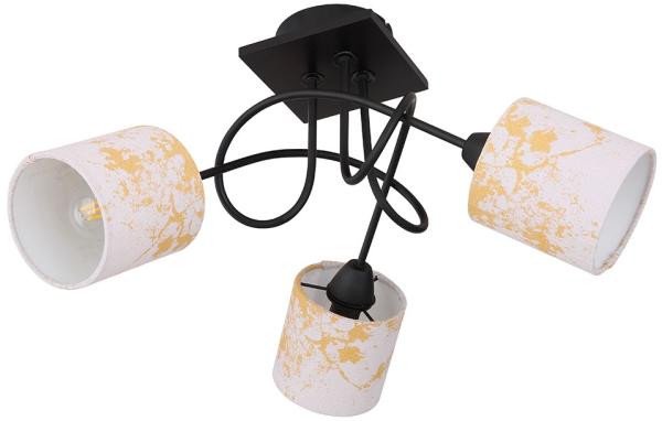 Deckenlampe, Metall, Textil, Gold, 3 Flammig, E14, D 46 cm