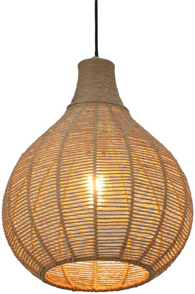 LED Pendelleuchte 1-flammig mit Lampenschirm aus Jute, Ø 34cm Bild 9