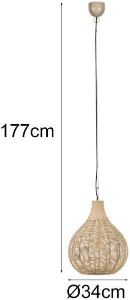 LED Pendelleuchte 1-flammig mit Lampenschirm aus Jute, Ø 34cm Bild 4
