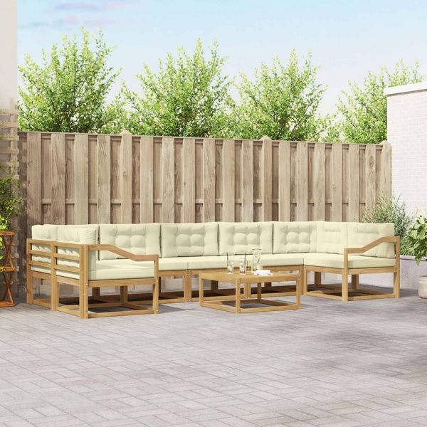 vidaXL Outdoor-Sofagarnitur mit Kissen 6 pcs Weiß und Creme 3386214