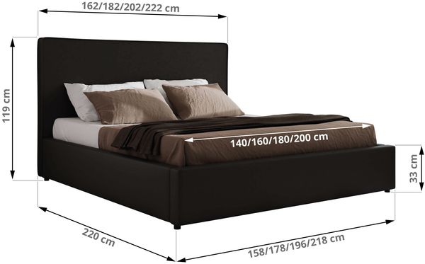CORIVO CLASSIC Polsterbett mit Bettkasten & Stauraum, Doppelbett, inkl. Lattenrost, Metall-Hebeautomat mit Gasdruckfedern, mit Pocket Matratze - Schwarz Kunstleder - VIRE LUX Bild 4