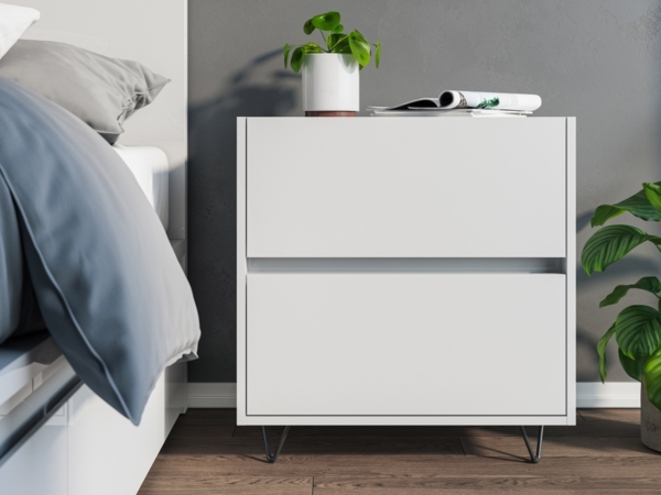 Nachttisch Kommode You 60cm 2 SoftClose stehend Weiß Hgl : Weiss hochglanz