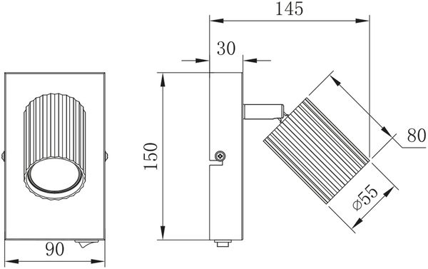 Innen Wandstrahler SOKA Weiß mit Schalter, Spot schwenkbar, Höhe 15cm Bild 6